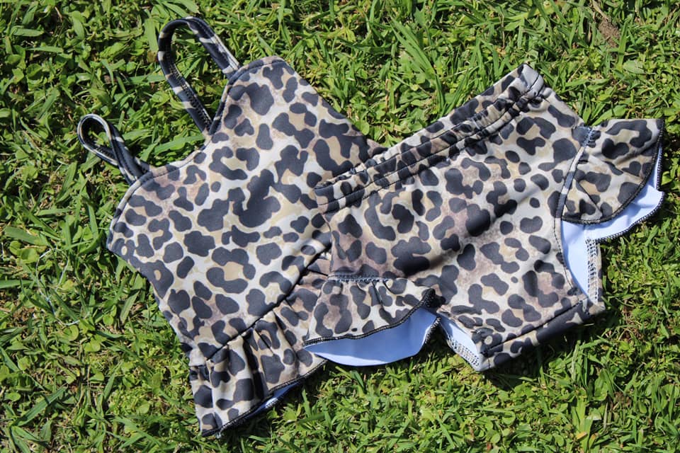 Girls Cheetah Two Piece Swimsuit