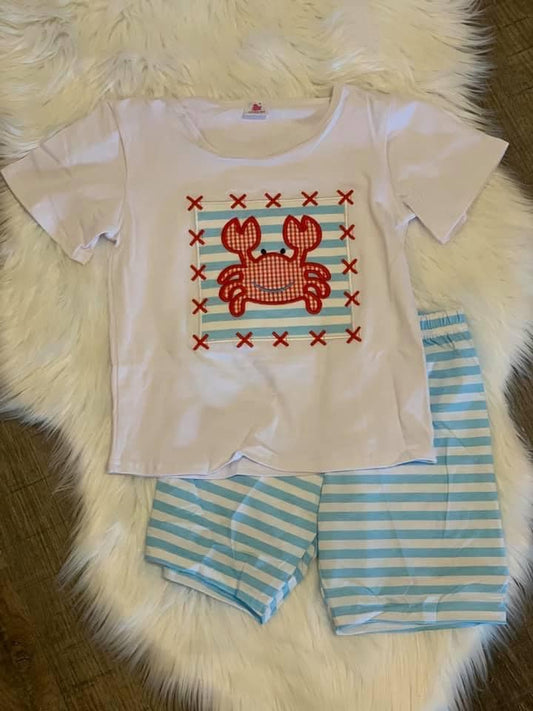 Boys Crab Striped Short Set