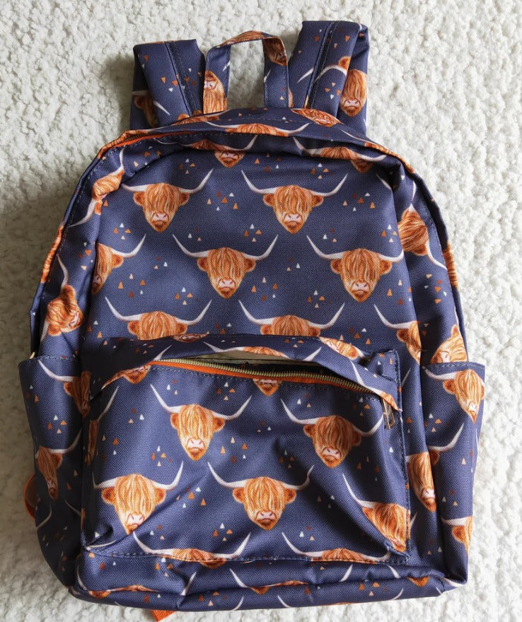 Navy Highland Cow Backpack