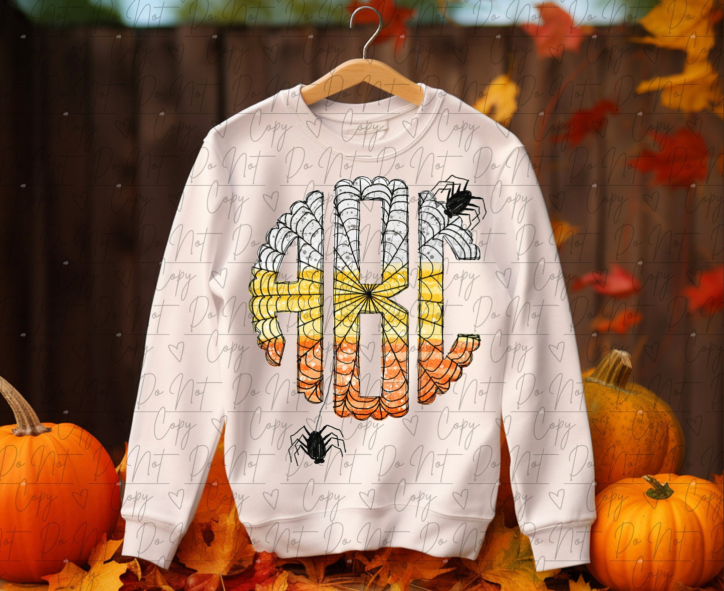 CANDY CORN SPIDER MONGOGRAM TEE