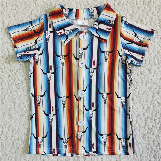 SERAPE LONGHORN SKULL BUTTON DOWN SHIRT