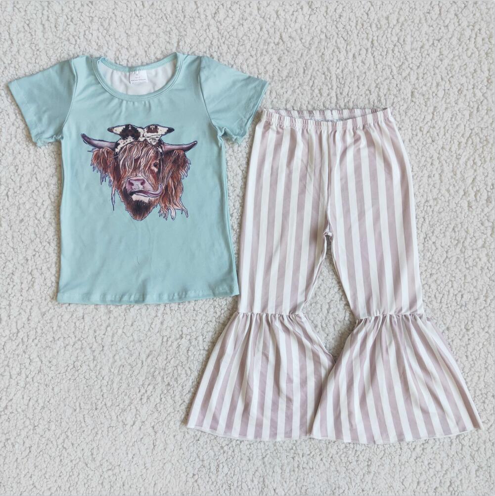 HIGHLAND COW STRIPED BELLE SET