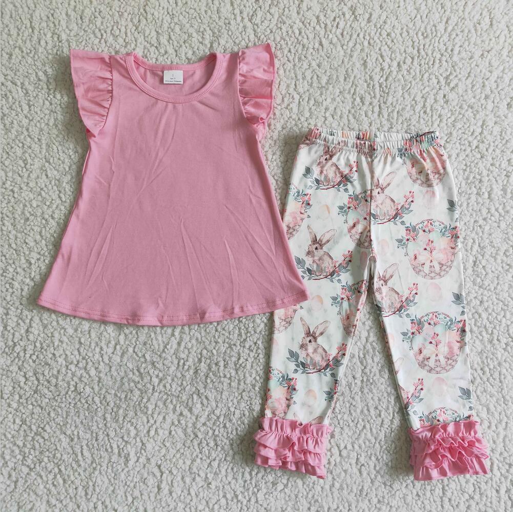 FLORAL BUNNY RUFFLE LEGGING SET