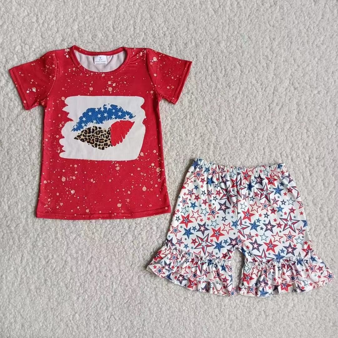 RED WHITE & BLUE STAR RUFFLE SHORT SET