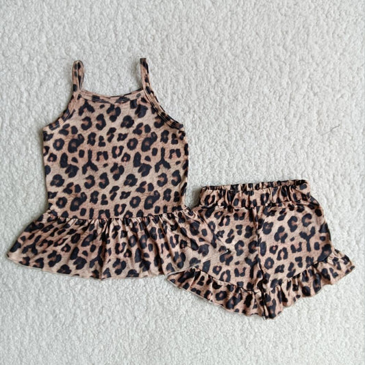 LEOPARD RUFFLE SHORT SET