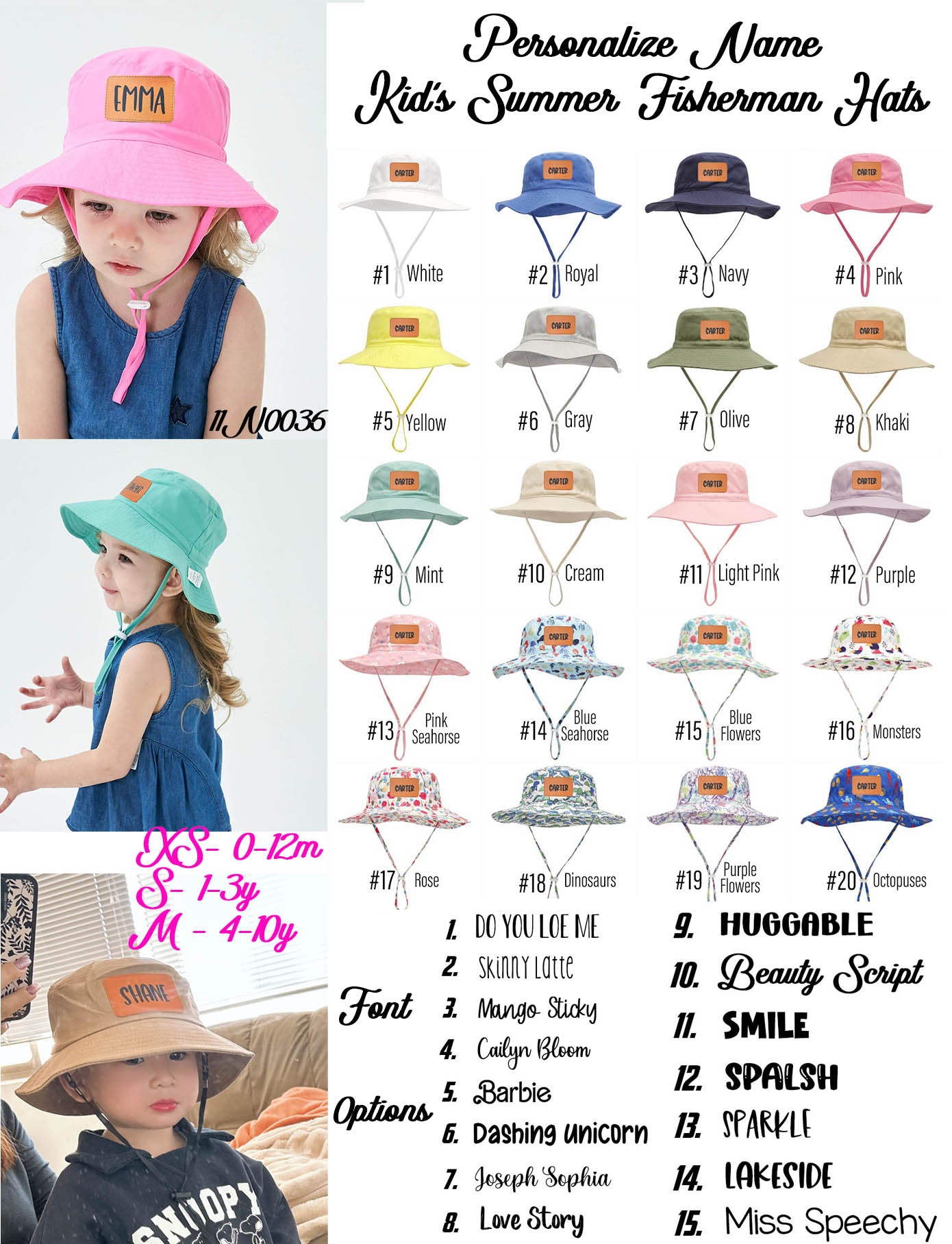 KIDS PERSONALIZED FISHERMAN HATS