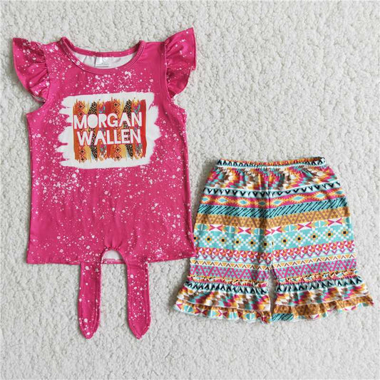 MORGAN WALLEN AZTEC RUFFLE SHORT SET