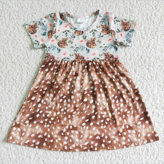 SPECKLED FAWN FLORAL DRESS