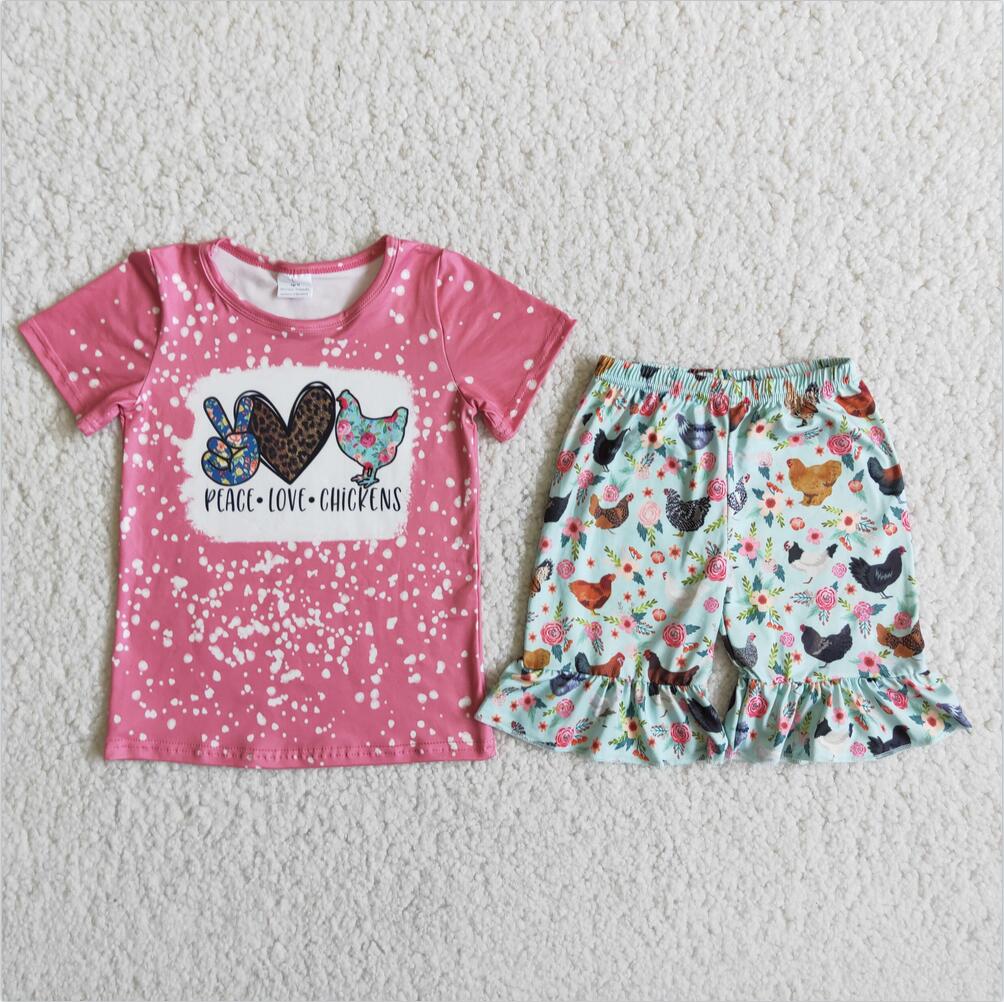 PEACE LOVE CHICKENS SHORT SET