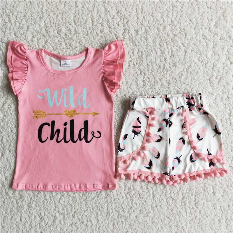 WILD CHILD POM POM SHORT SET