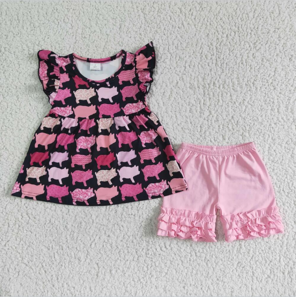 PIGGY RUFFLE SHORT SET