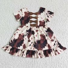 COW PRINT BOW TWIRL DRESS