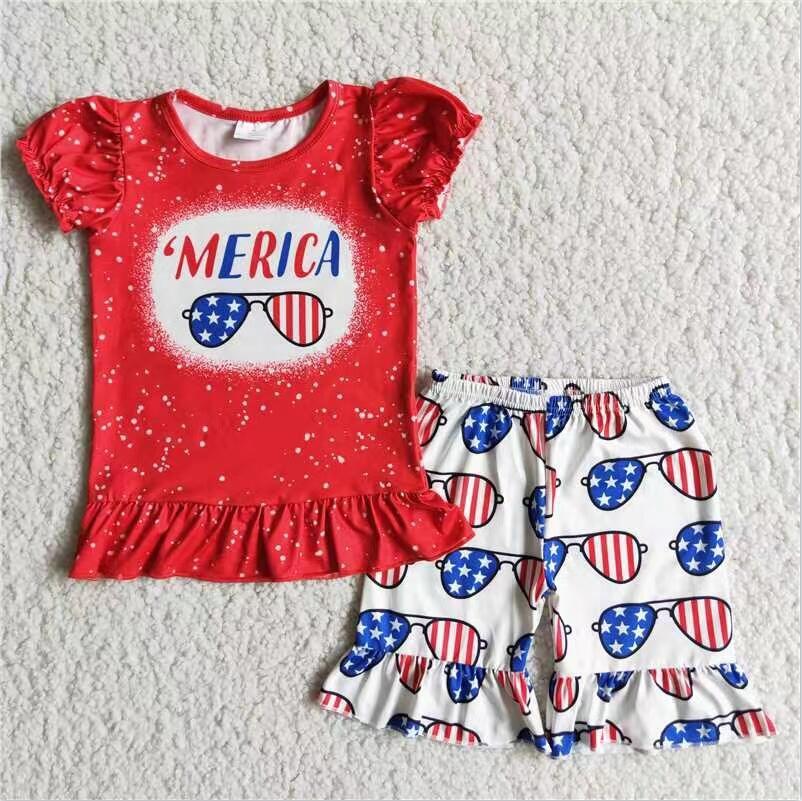 GIRLS 'MERICA RUFFLE SHORT SET