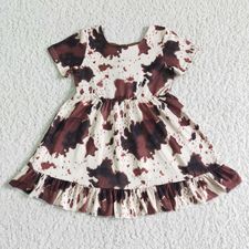 COW PRINT BOW TWIRL DRESS