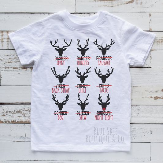 REINDEER NAMES TEE