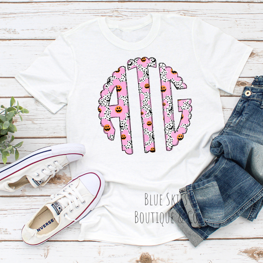 PINK PUMPKIN MONOGRAM TEE