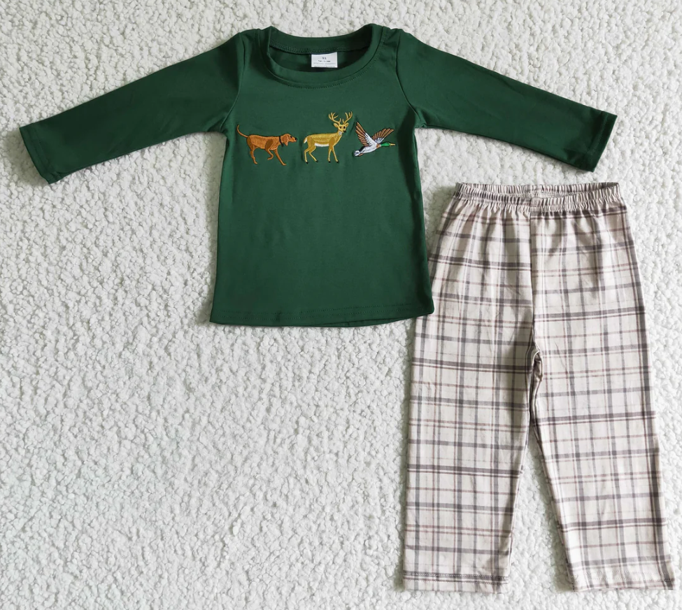 HUNTING HAVEN PLAID PANT SET