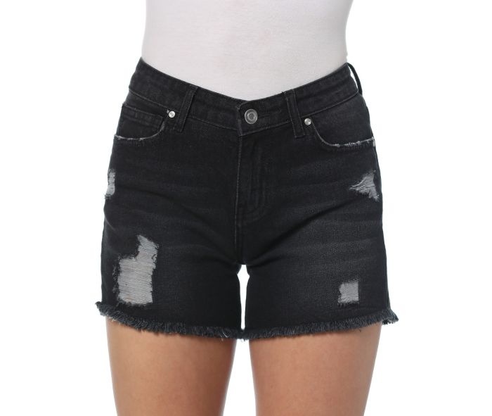 WOMENS BLACK DENIM SHORTS