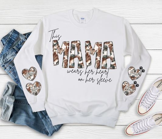 PERSONALIZED WEARS HER HEART LONG SLEEVE TEE