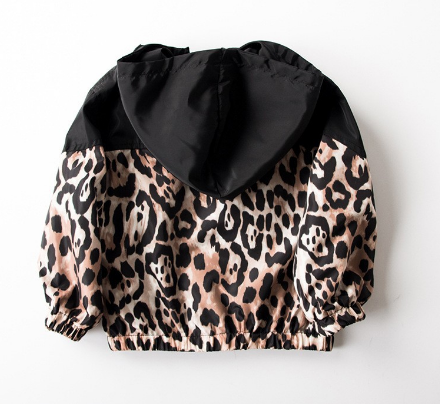 Black Leopard Zip Up Wind Breaker Jacket