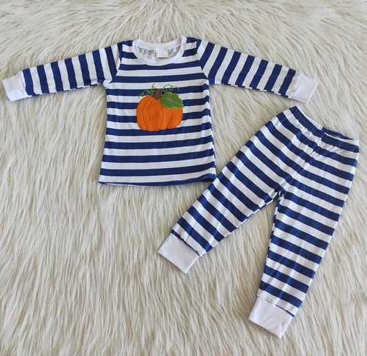 Blue Striped Pumpkin Pajamas