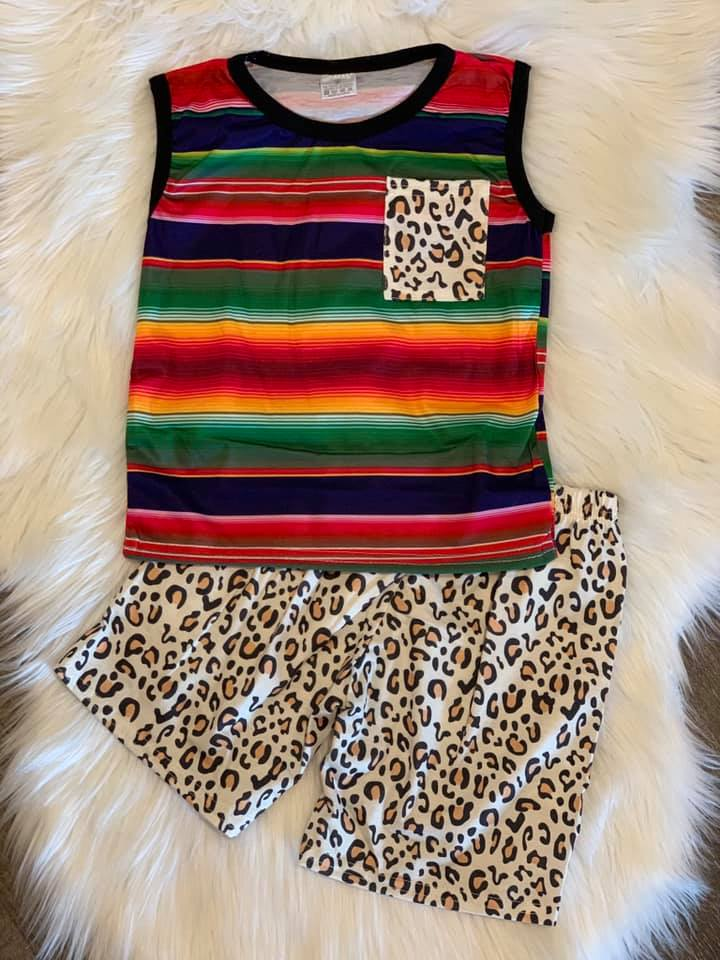 Serape Cheetah Tank Short Set