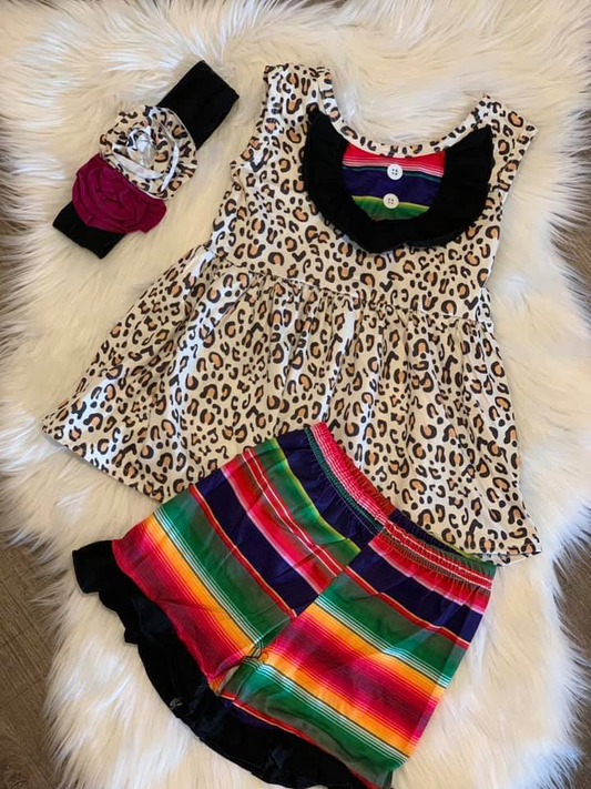 Girl's 3-Piece Cheetah Serape Set