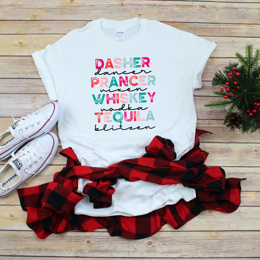 Dasher Prancer Whiskey Tequila Tee