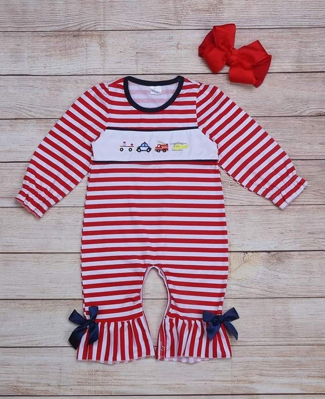 First Responder Striped Romper