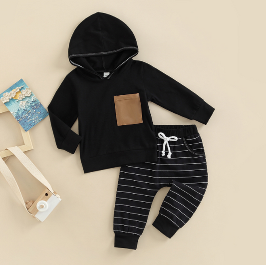 Boy's Black Hoodie Set