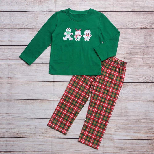 Boy's Gingerbread Plaid Pant Set