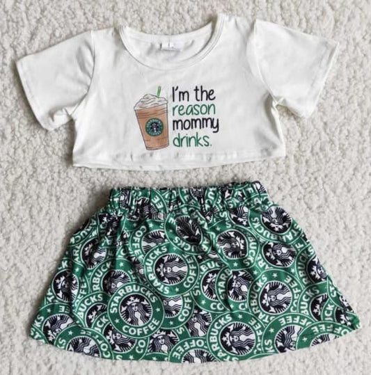 The Reason Mommy Drinks Starbucks Skirt Set