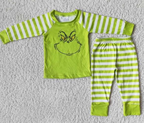 Grinch Striped Pajama Set