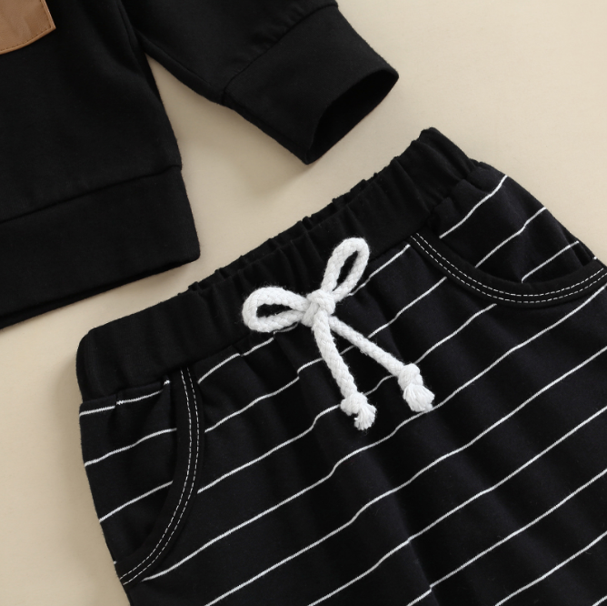 Boy's Black Hoodie Set