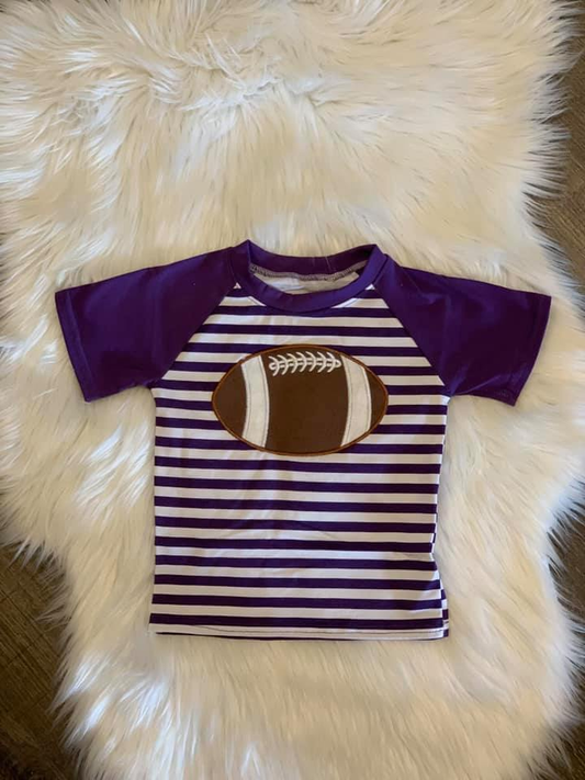 Short Sleeve Purple Striped Football Tee