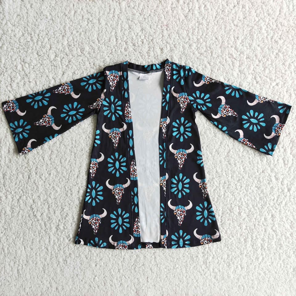 Turquoise Cheetah Longhorn Kimono